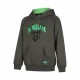Ridgeline Spooky kids fleece hoodie in forest green with stag graphic and front kangaroo pocket