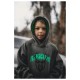 Ridgeline Spooky kids fleece hoodie in forest green with stag graphic and front kangaroo pocket