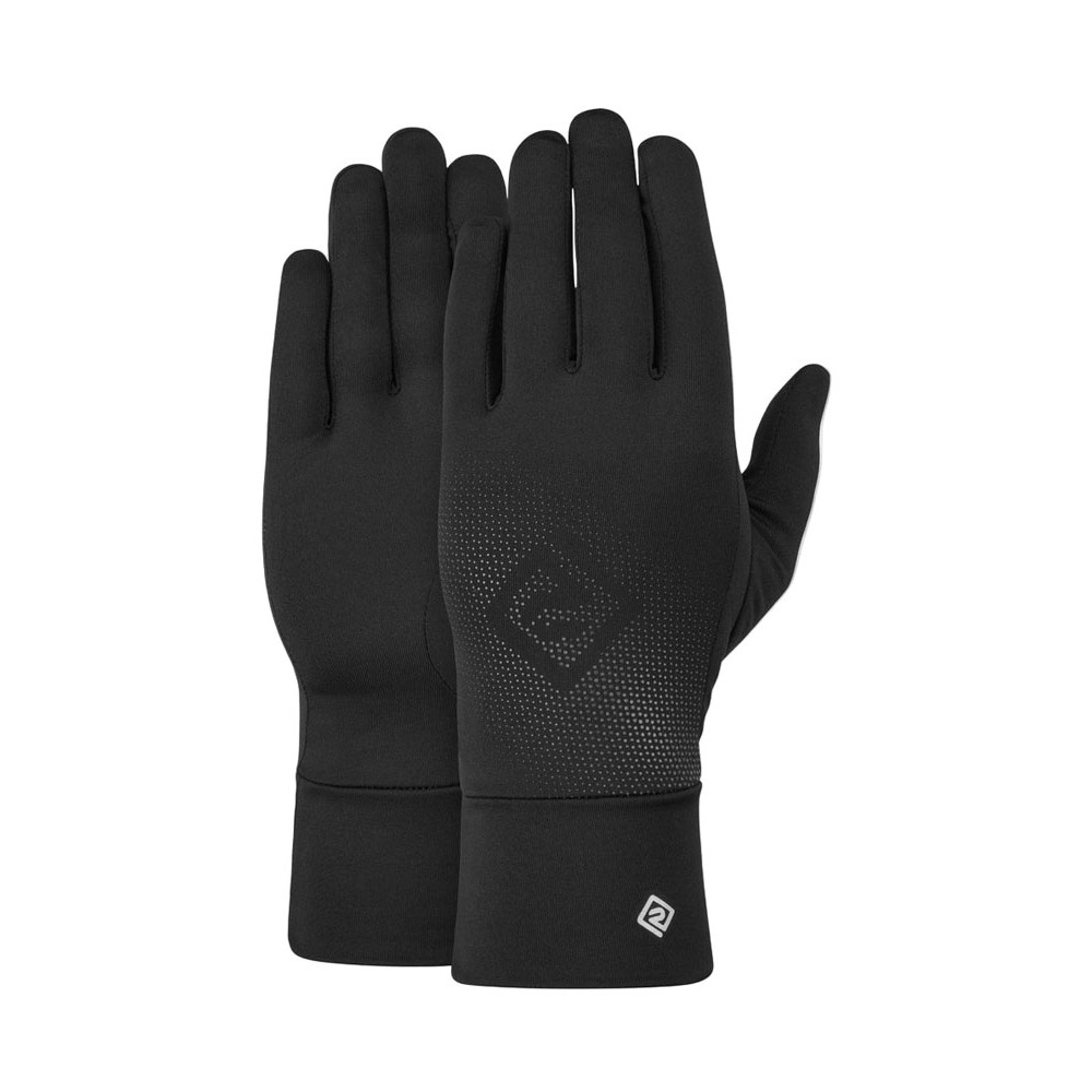 Black thermal running beanie and lightweight gloves set for winter running jogging cycling and outdoor sports in cold weather conditions