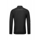 Rear view of black lightweight windproof running jacket with reflective detailing designed for cold weather running and outdoor performance training