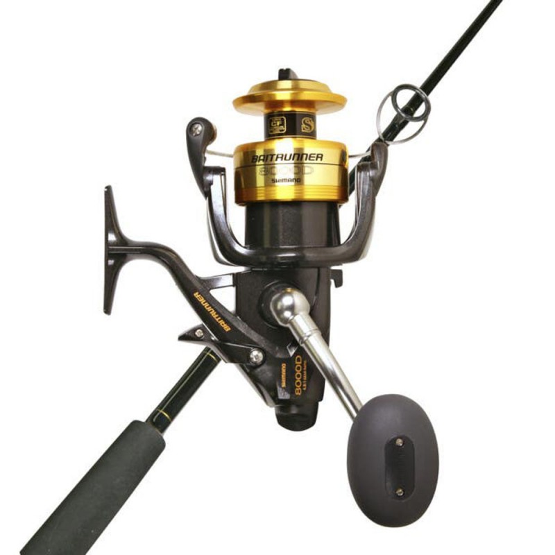 Shimano Baitrunner 8000D spinning reel mounted on Vortex boat rod with baitrunner system for offshore and boat fishing