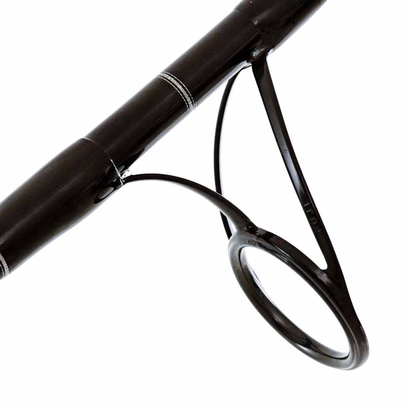 Composite image showing full Shimano Grappler S566 rod and close-ups of reel seat, guide, and branding.