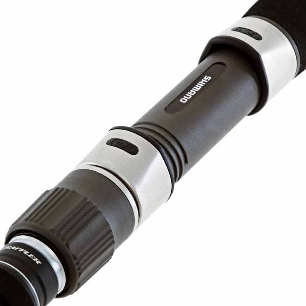 Shimano Type J S566 Reel Seat and Lock Nut Close-up of Shimano S566’s ergonomic reel seat with textured locking nut and smooth finish.