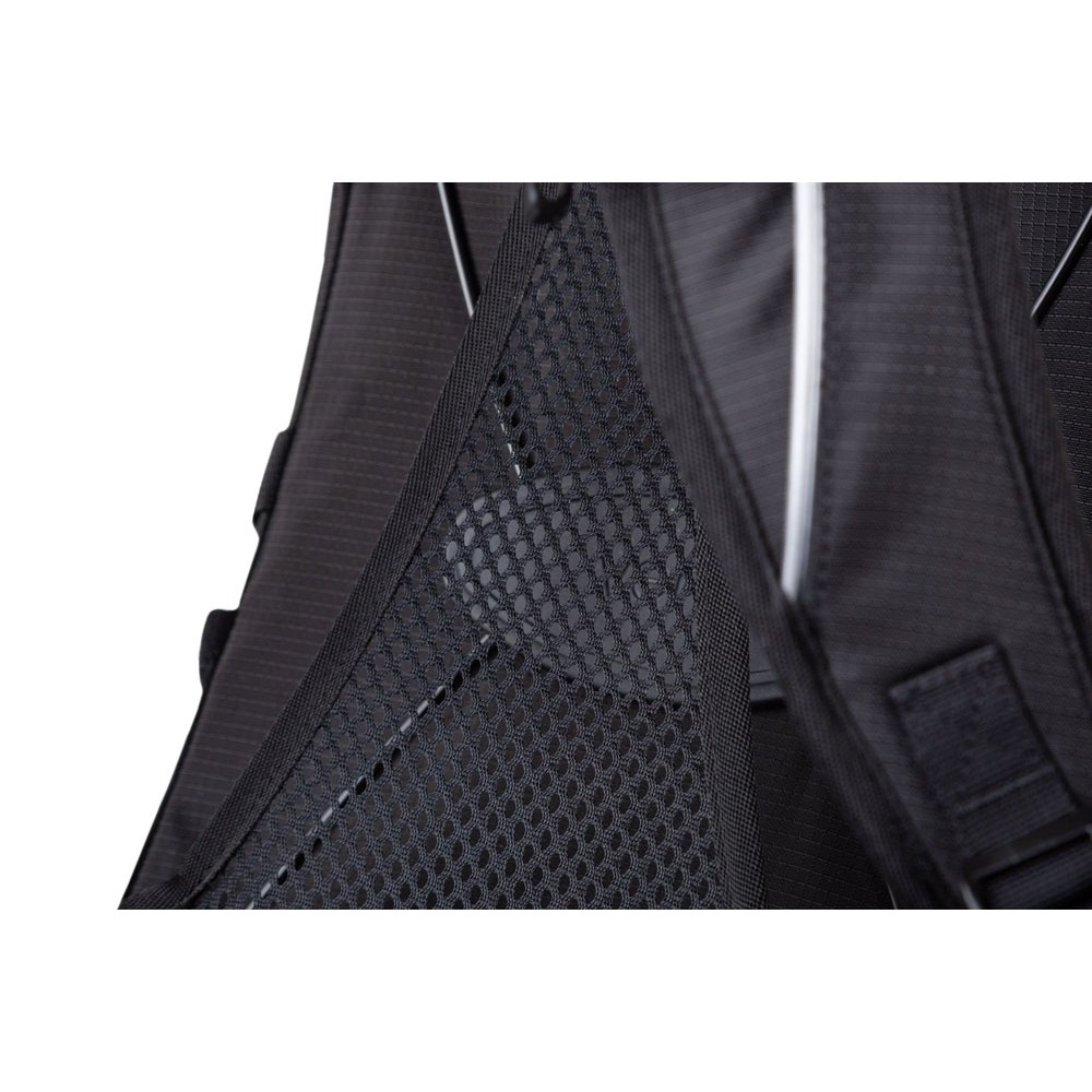 Front view of the black Sprayway Akka 45L backpack featuring dual compression straps, bungee cord system, and top lid storage.