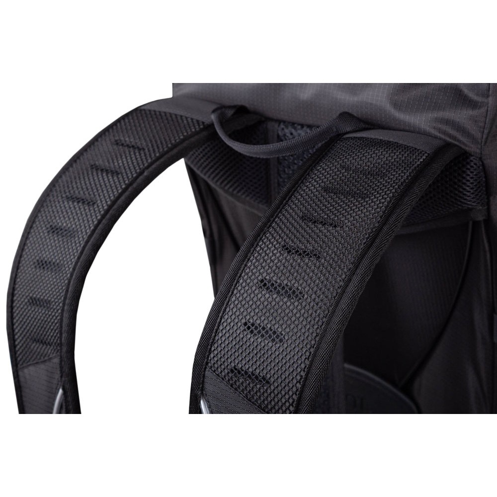 Front view of the black Sprayway Akka 45L backpack featuring dual compression straps, bungee cord system, and top lid storage.