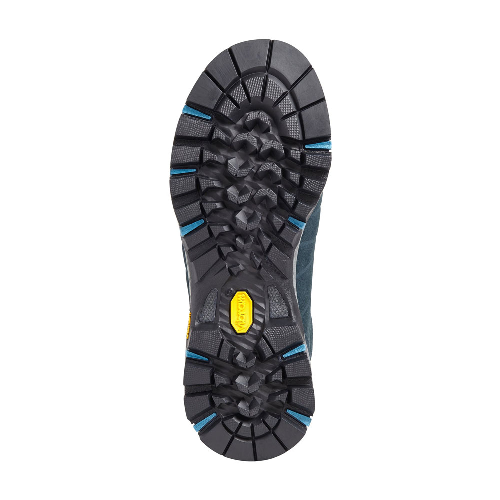 Dark blue waterproof hiking boot with HydroDRY membrane, Vibram sole, and supportive high-cut design for rugged trail performance