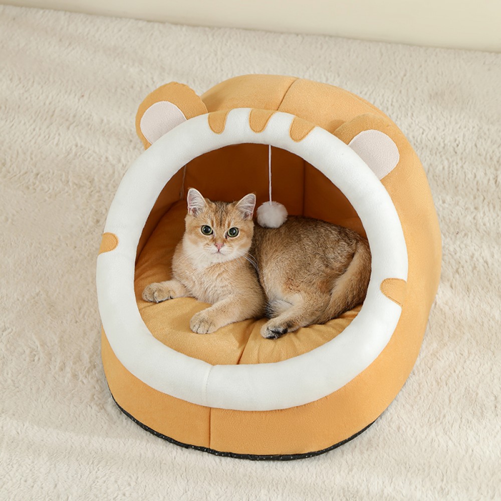 Super Warm Pet House Large warm enclosed cat bed and pet house with cushioned interior and hanging toy