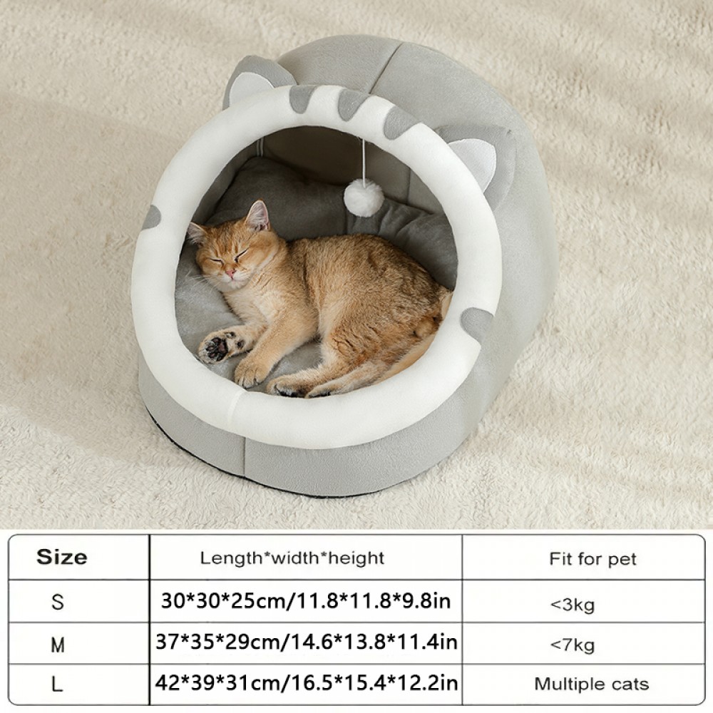 Super Warm Pet House Large warm enclosed cat bed and pet house with cushioned interior and hanging toy