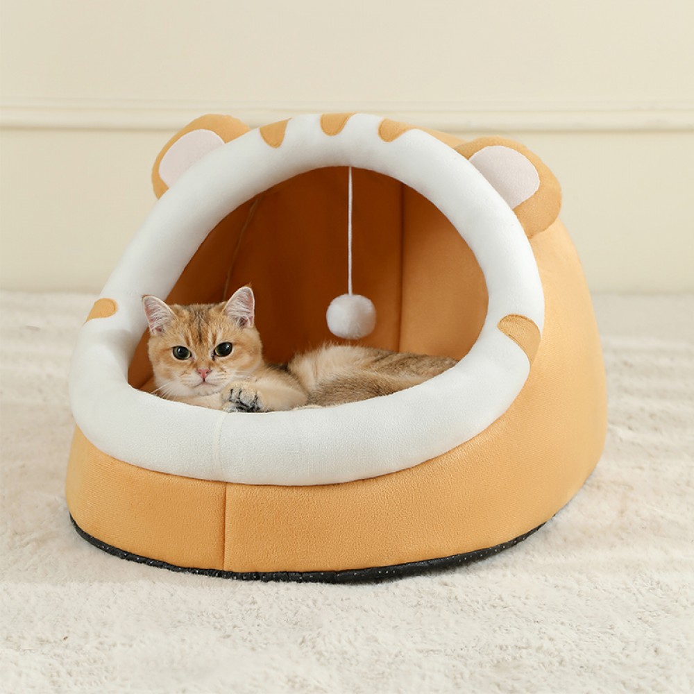 Super Warm Pet House Large warm enclosed cat bed and pet house with cushioned interior and hanging toy