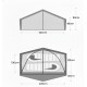 Technical diagram of the Terra Nova Laser Lite 2 tent showing internal and external dimensions from both side and top views, labeled in centimeters.