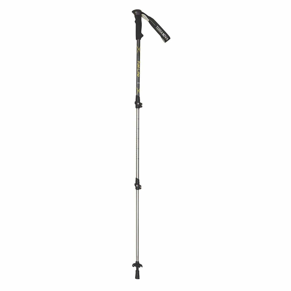 Side profile of the fully extended Terra Nova Trail Elite Trekking Pole showing its lightweight design and wrist strap