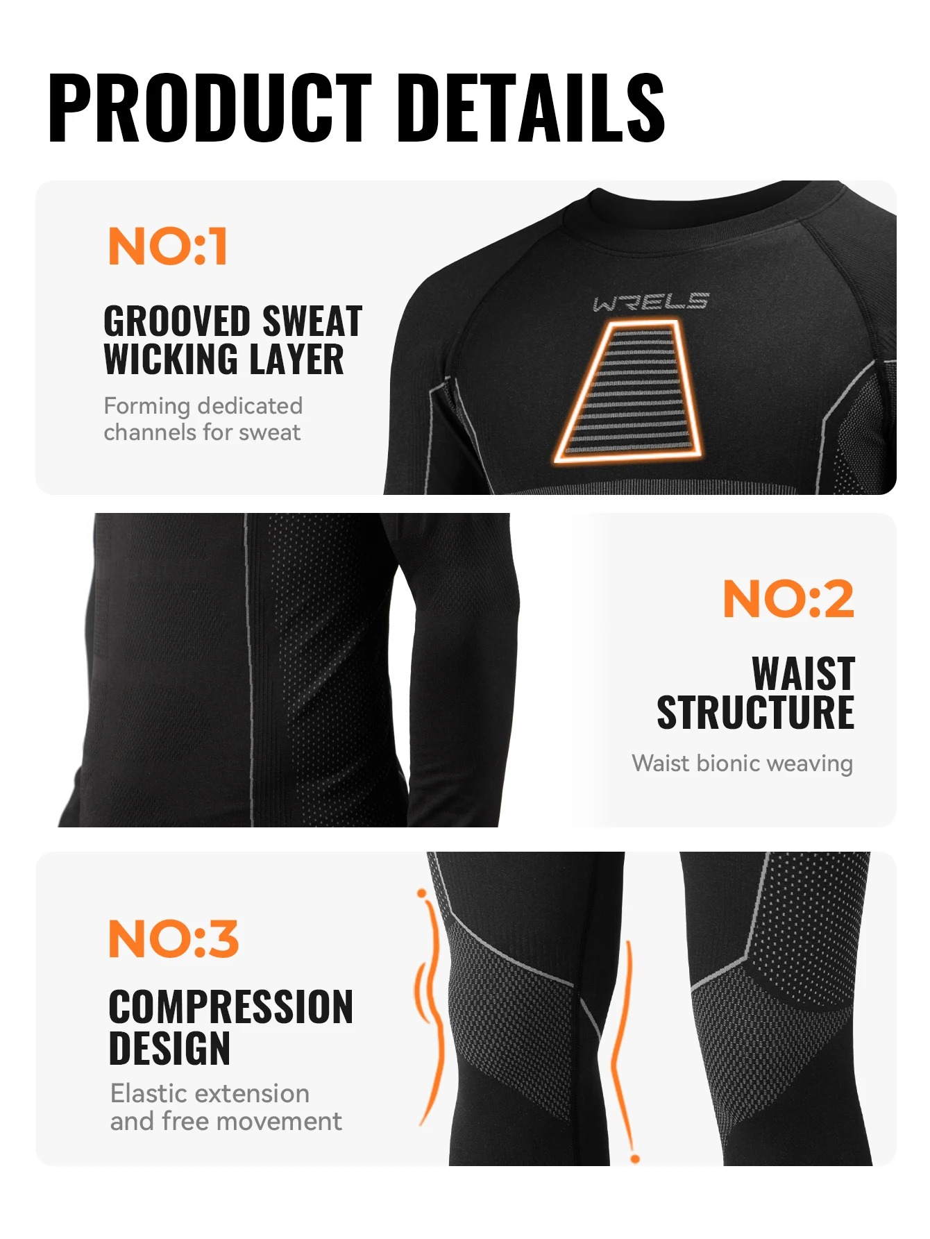 Men's thermal sports underwear set featuring a long-sleeve compression top and thermal leggings with moisture-wicking, breathable fabric designed for winter sports, running, cycling, hiking, training and cold-weather outdoor activities.
