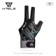 Three finger billiards glove with adjustable wrist strap and smooth low-friction design for pool, snooker and cue sports, providing enhanced cue control and consistent stroke performance