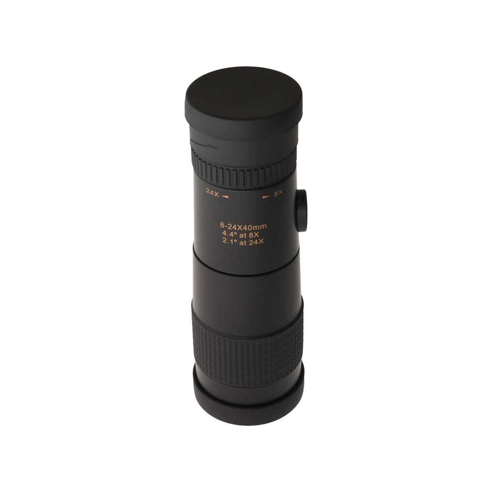 Black Tristar G5017 monocular featuring 8x to 24x zoom and 40mm objective lens, shown with carry case and tripod mount option.