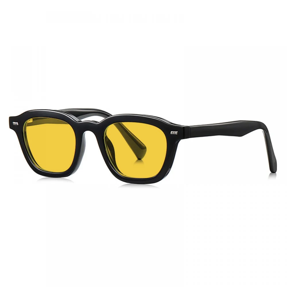 Unisex Blue Light Blocking Glasses with Black Frame Unisex blue light blocking glasses with a classic black acetate frame, rounded square design, red-tinted lenses, integrated nose bridge, and lightweight temples, designed to help reduce digital eye strain during computer work, gaming, reading, and extende