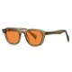 Unisex Blue Light Blocking Glasses with Red Tinted Lenses Unisex blue light blocking glasses featuring a translucent olive-brown acetate frame, square rounded design, red-tinted lenses, integrated nose bridge, and lightweight temples, ideal for reducing digital eye strain during computer work, gaming, reading, a