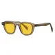 Unisex Blue Light Blocking Glasses with Red Tinted Lenses Unisex blue light blocking glasses featuring a translucent olive-brown acetate frame, square rounded design, red-tinted lenses, integrated nose bridge, and lightweight temples, ideal for reducing digital eye strain during computer work, gaming, reading, a
