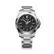 Victorinox I.N.O.X. Mechanical Automatic Watch featuring a 43mm stainless steel case, matching stainless steel bracelet, and sophisticated black dial with luminous hands and hour markers. Powered by a self-winding automatic mechanical movement, this Swiss