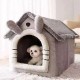 Washable Warm Pet House for Small Dogs and Cats Grey Soft washable pet house in grey with plush interior and cute bunny ear design for small dogs and cats, providing warm and comfortable indoor sleeping space