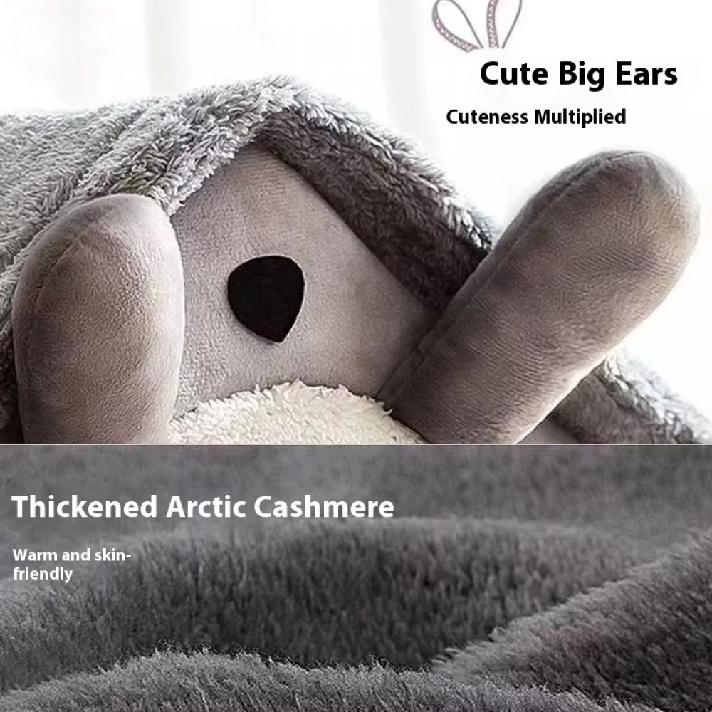 Washable Warm Pet House for Small Dogs and Cats Grey Soft washable pet house in grey with plush interior and cute bunny ear design for small dogs and cats, providing warm and comfortable indoor sleeping space