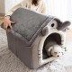 Washable Warm Pet House for Small Dogs and Cats Grey Soft washable pet house in grey with plush interior and cute bunny ear design for small dogs and cats, providing warm and comfortable indoor sleeping space