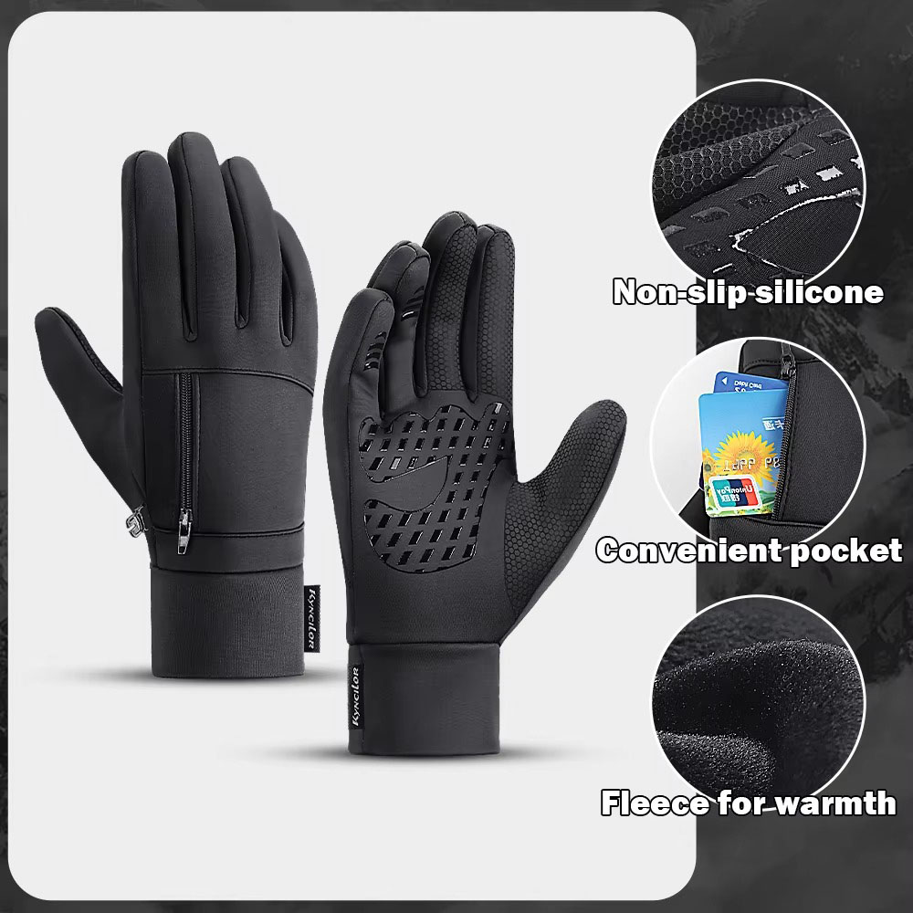 Winter Touchscreen Cycling Gloves – Waterproof Windproof Thermal Gloves Ideal for cycling, running, hiking, commuting, motorcycling, outdoor sports, and cold-weather activities. The thermal construction helps retain heat while maintaining flexibility, comfort, and secure grip in wet, windy, and winter conditions.