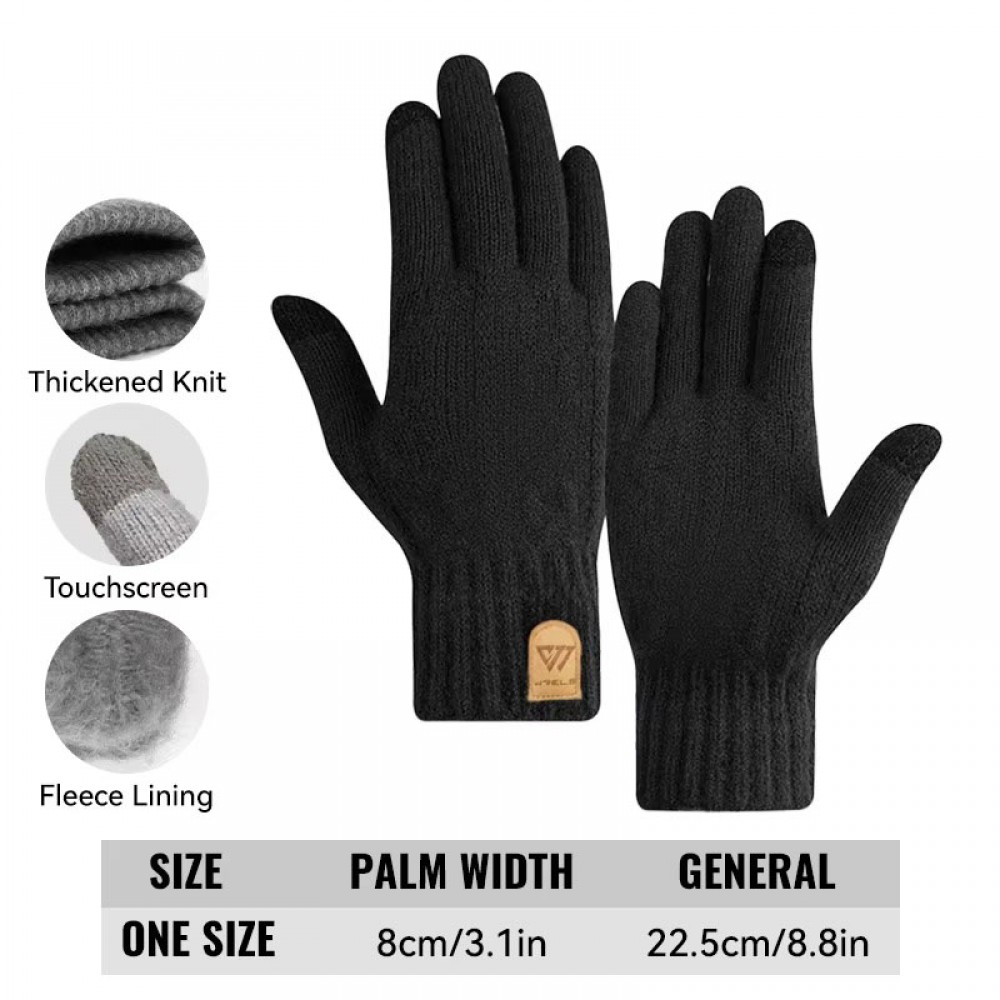 Warm winter touchscreen knit gloves for men and women featuring soft stretch fabric, full-finger coverage and touchscreen-compatible fingertips for everyday wear, commuting, outdoor activities and cold-weather use.