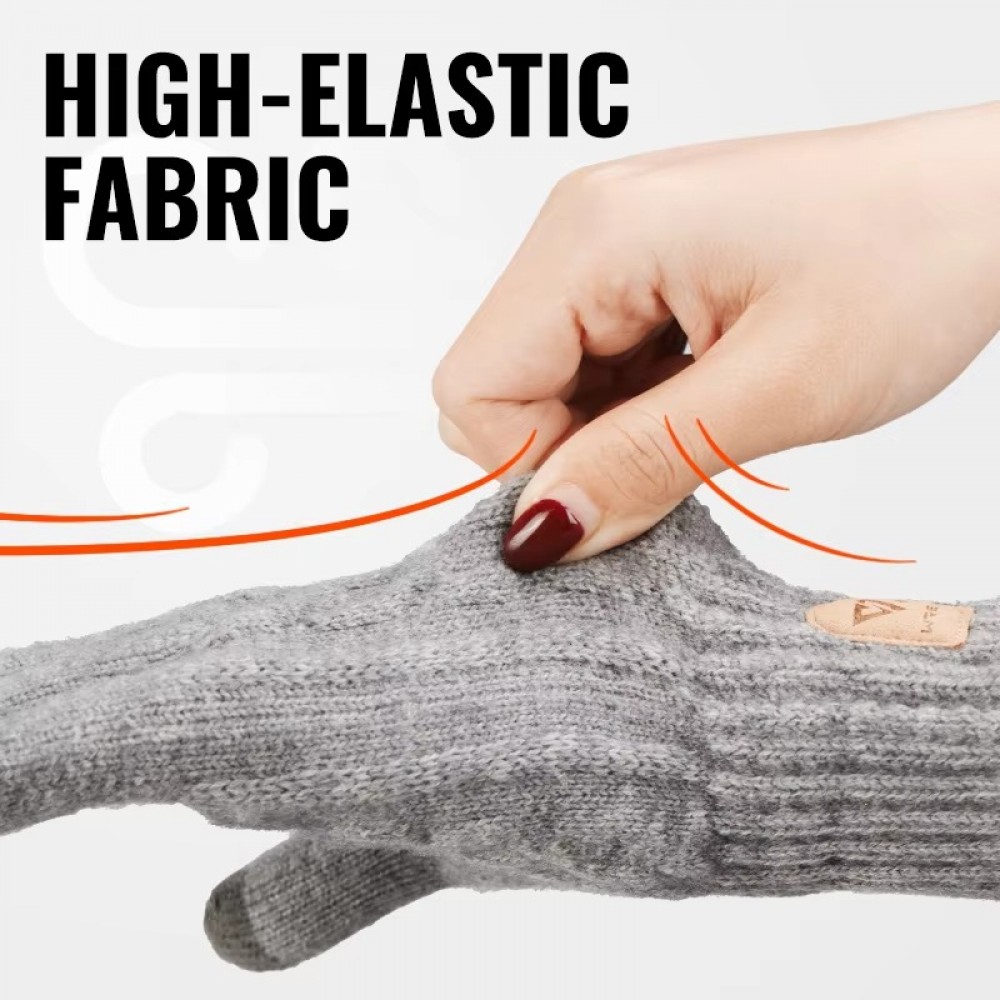 Warm winter touchscreen knit gloves for men and women featuring soft stretch fabric, full-finger coverage and touchscreen-compatible fingertips for everyday wear, commuting, outdoor activities and cold-weather use.
