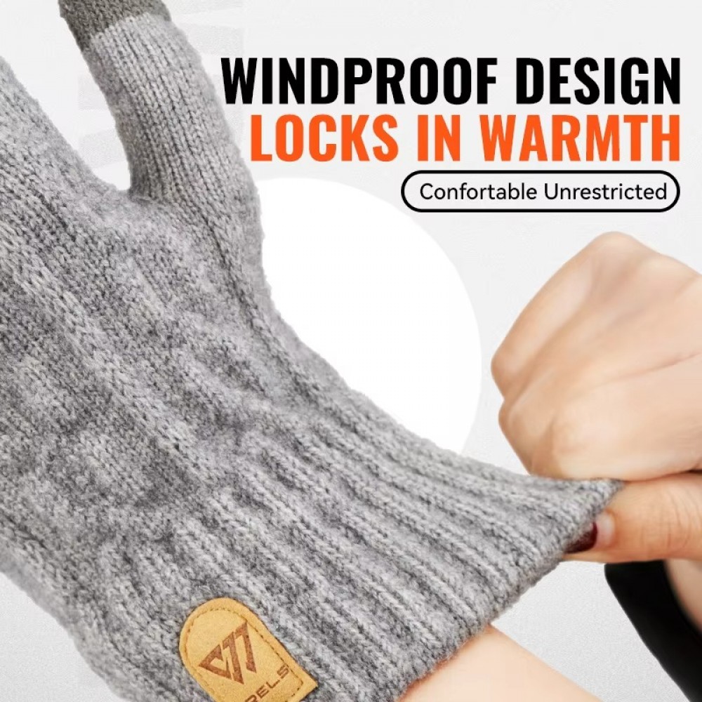 Warm winter touchscreen knit gloves for men and women featuring soft stretch fabric, full-finger coverage and touchscreen-compatible fingertips for everyday wear, commuting, outdoor activities and cold-weather use.