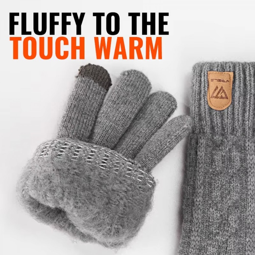 Warm winter touchscreen knit gloves for men and women featuring soft stretch fabric, full-finger coverage and touchscreen-compatible fingertips for everyday wear, commuting, outdoor activities and cold-weather use.