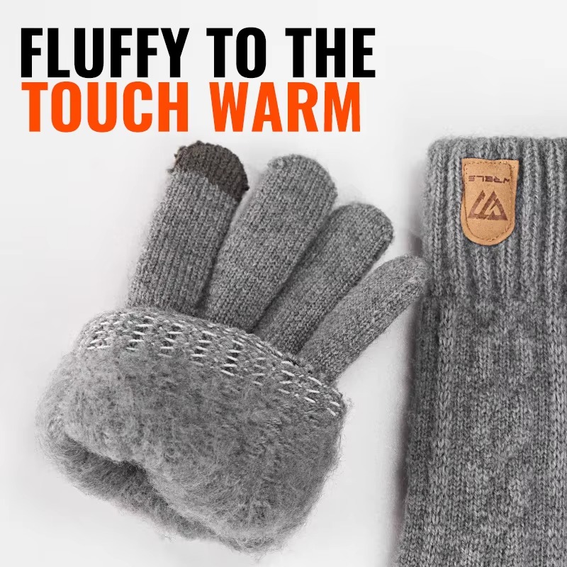 Warm winter touchscreen knit gloves for men and women featuring soft stretch fabric, full-finger coverage and touchscreen-compatible fingertips for everyday wear, commuting, outdoor activities and cold-weather use.