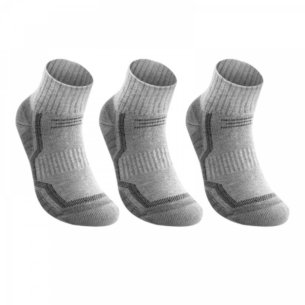 WRELS merino wool thermal compression sports socks in grey designed for hiking, running, trekking, winter sports and everyday comfort with cushioned support