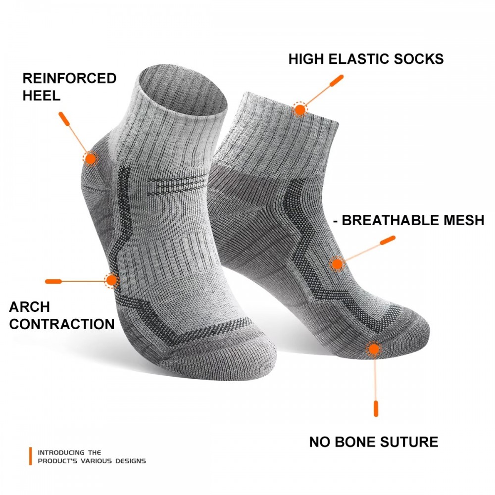 WRELS merino wool thermal compression sports socks in grey designed for hiking, running, trekking, winter sports and everyday comfort with cushioned support