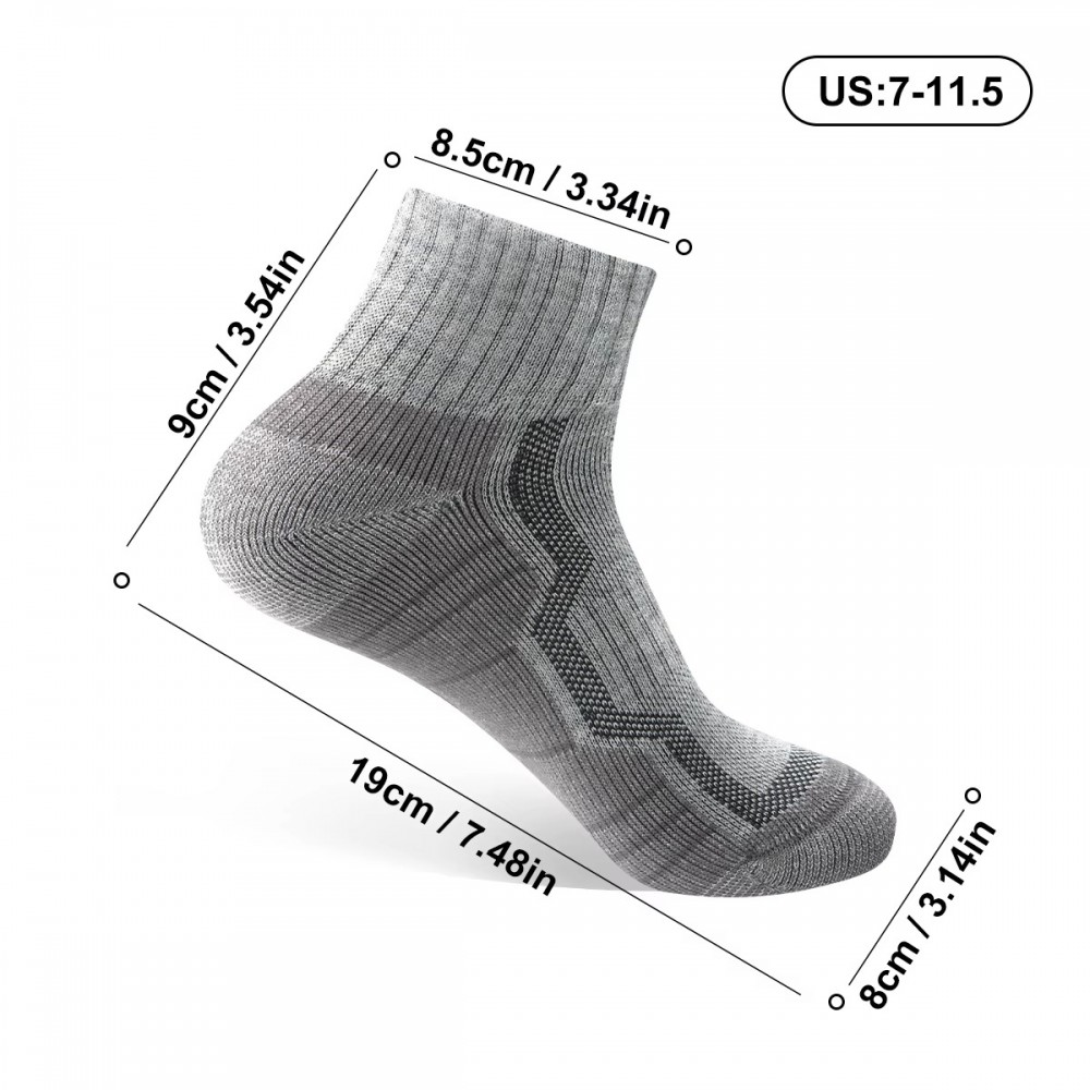 WRELS merino wool thermal compression sports socks in grey designed for hiking, running, trekking, winter sports and everyday comfort with cushioned support