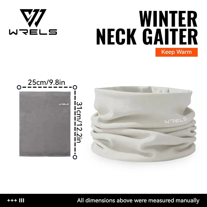 Black and light gray WRELS winter fleece neck gaiter face cover for cycling skiing hiking and cold weather outdoor activities