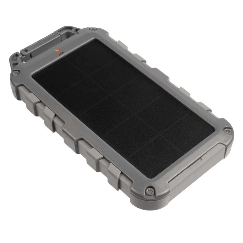 Xtorm Fuel Series 4 solar power bank with 10000mAh battery capacity, integrated solar panel and rugged outdoor design for camping, hiking, travel and emergency device charging on the go