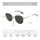 Zenottic Fashion Hexagon Polarized Retro Sunglasses Retro hexagon sunglasses with a gold-tone metal frame and polarized green lenses, offering stylish UV protection for everyday wear and outdoor activities.