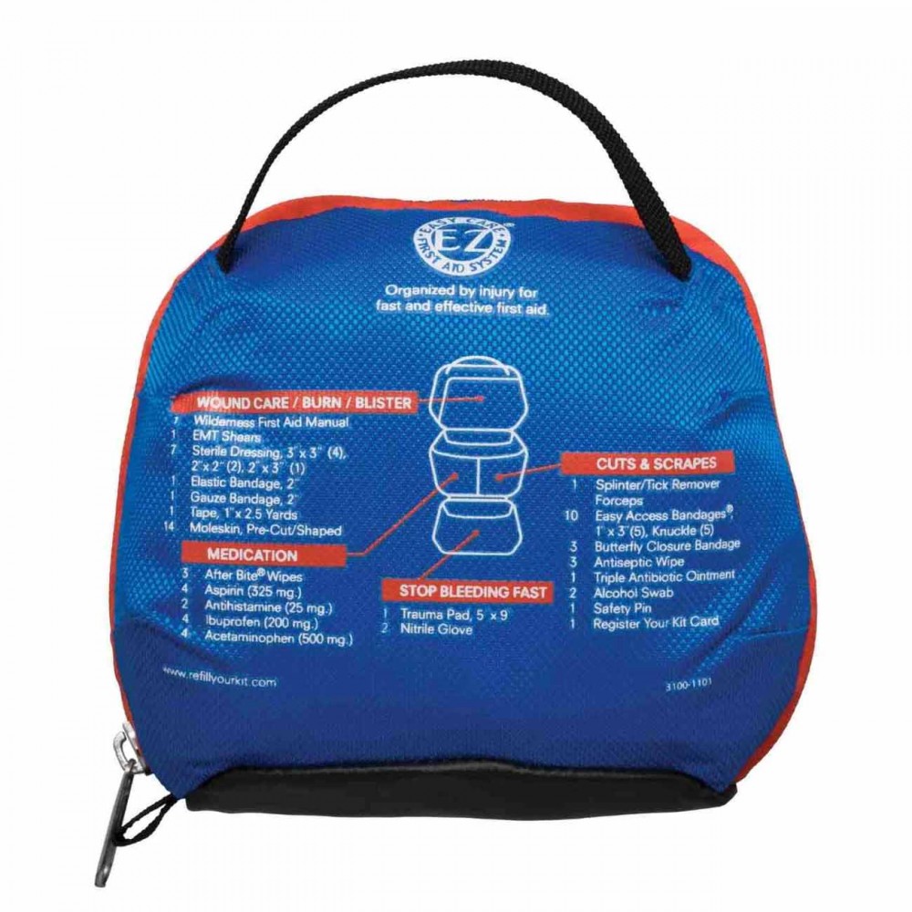 AMK Mountain Hiker Kit – Back Panel with Product Info Back View of AMK Mountain Hiker Kit – Lightweight First Aid Info NZ