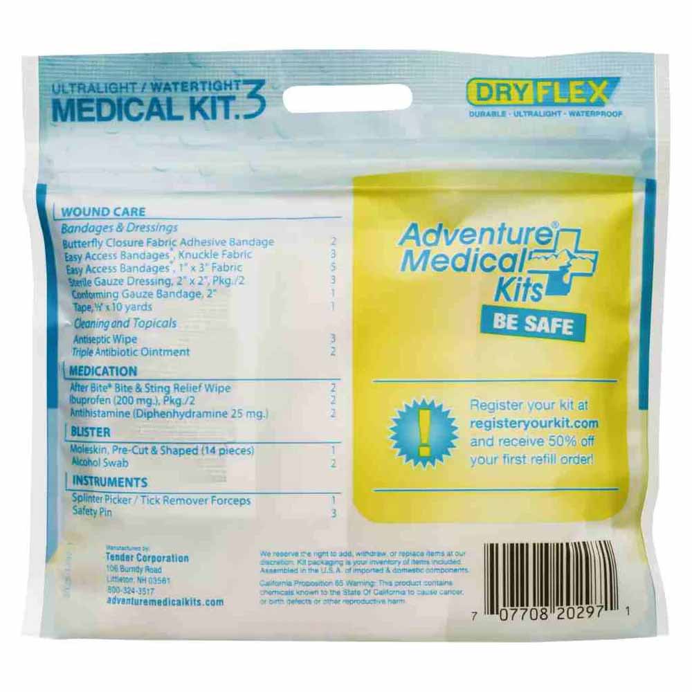 AMK Ultralight/Watertight .3 First Aid Kit – Back View AMK Ultralight Watertight .3 First Aid Kit NZ – Lightweight Medical Kit Back View