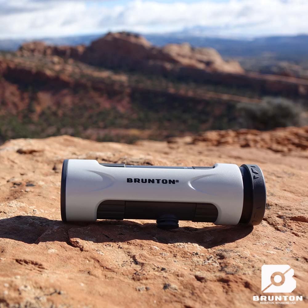 Brunton Echo Zoom Monocular - Angled View Angled view of the Brunton Echo Zoom Monocular showing lens and BRUNTON logo.