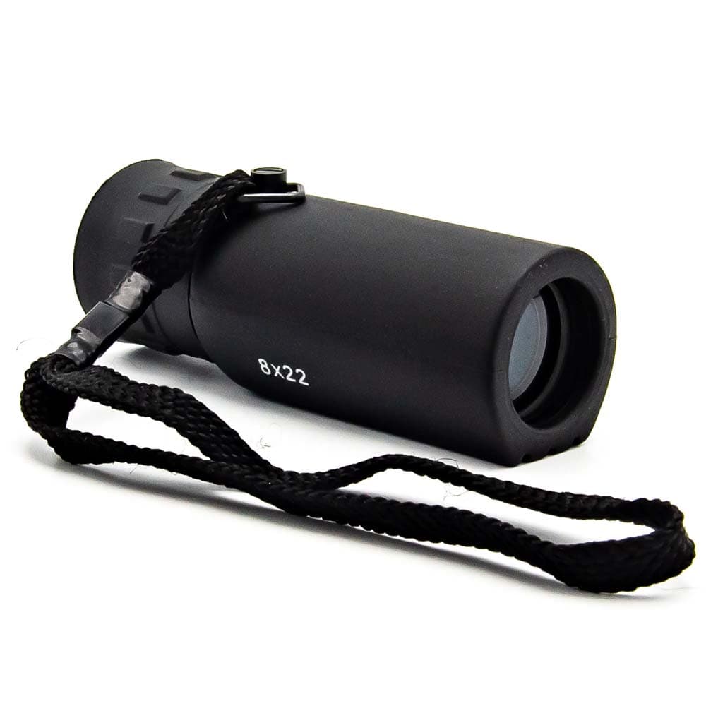 Black Brunton Lite Tech 8x22 monocular featuring wrist strap and compact design for outdoor use