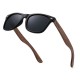 Oi Wood sunglasses with classic black polarised lenses and wooden arms