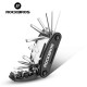 Compact ROCKBROS 16 in 1 bicycle multi tool with hex keys, wrenches, and chain tool for cycling repairs.