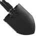Saw-Edged Blade of SOG Entrenching Tool Close-up of the shovel head with serrated saw edge for cutting roots