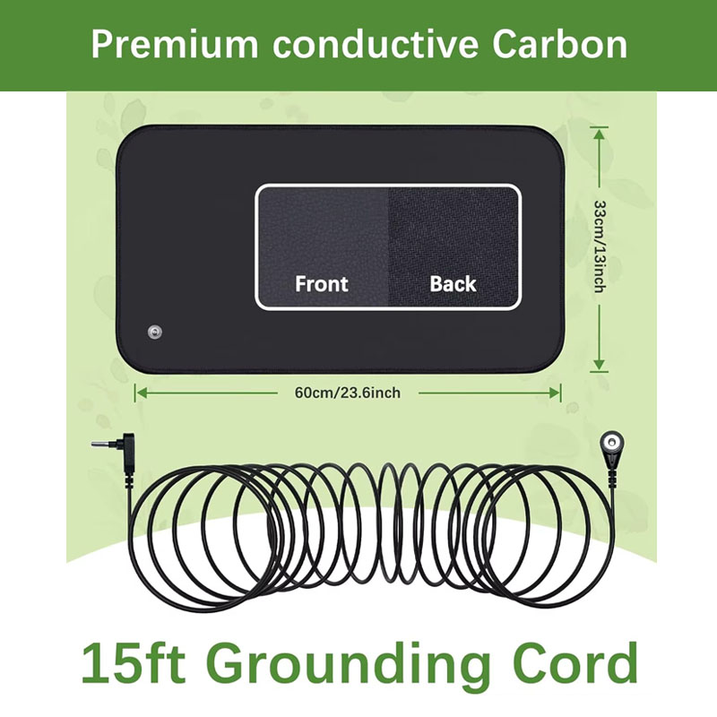 Black grounding mat with included earthing cable and conductivity test pen