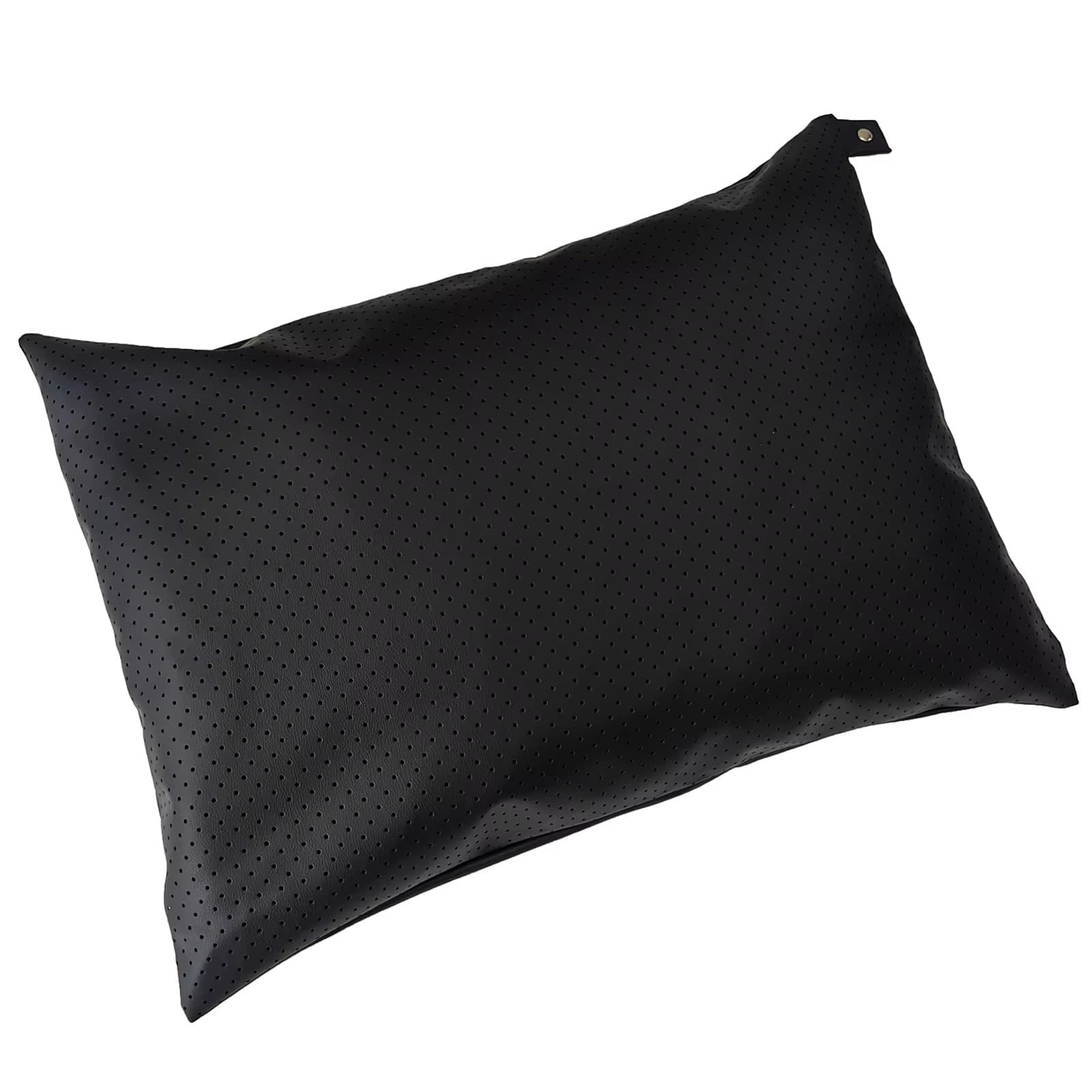 Black grounding pillow cover with attached white grounding cord and included grounding bracelet