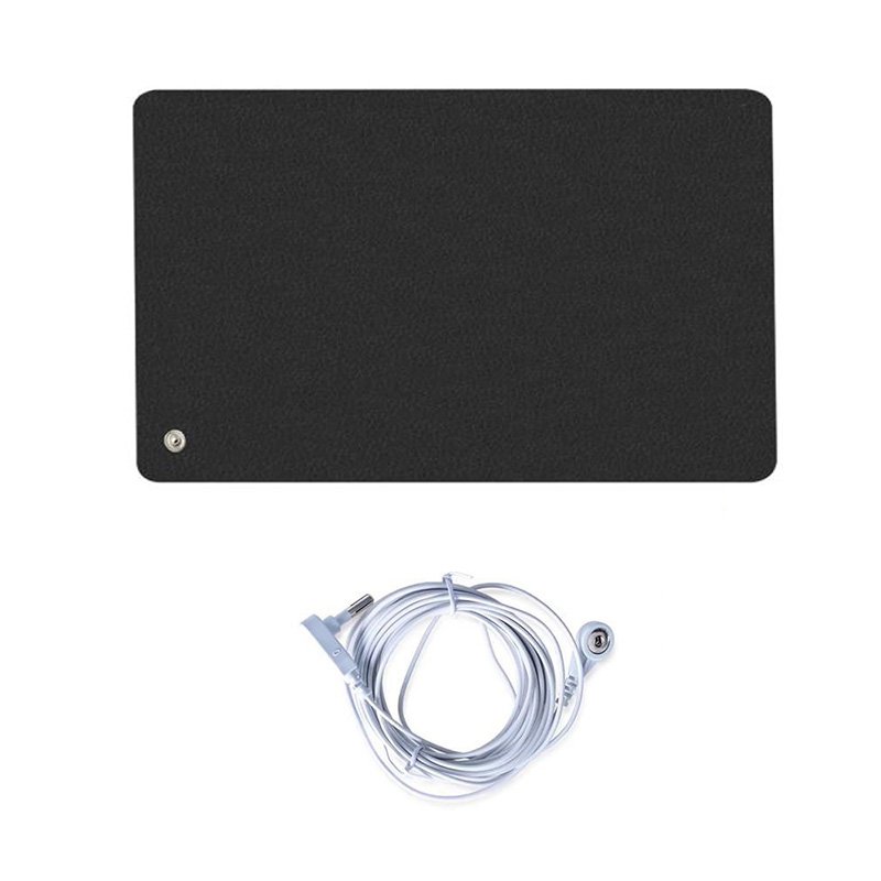 Top view of grounding mat with attached earthing cable, 90x60cm size