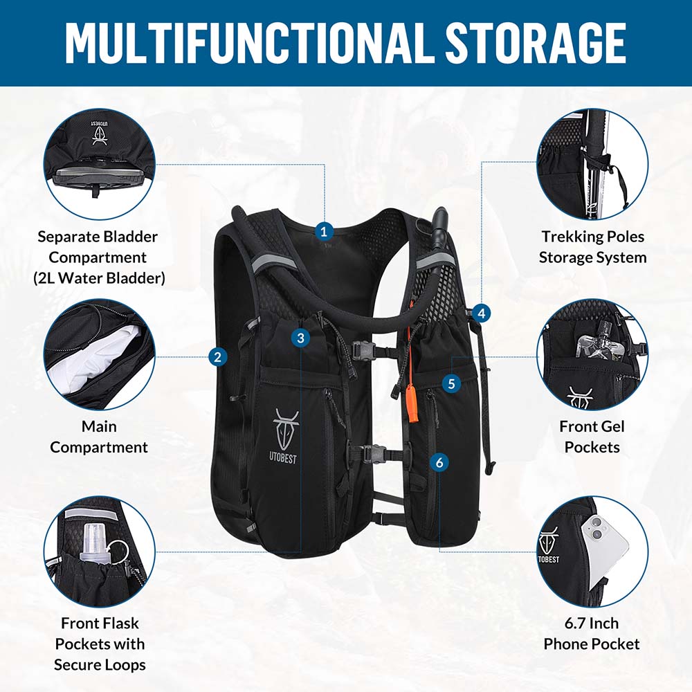 Utobest Fervent 10 Liter Hydration Pack with 2L Water Bladder