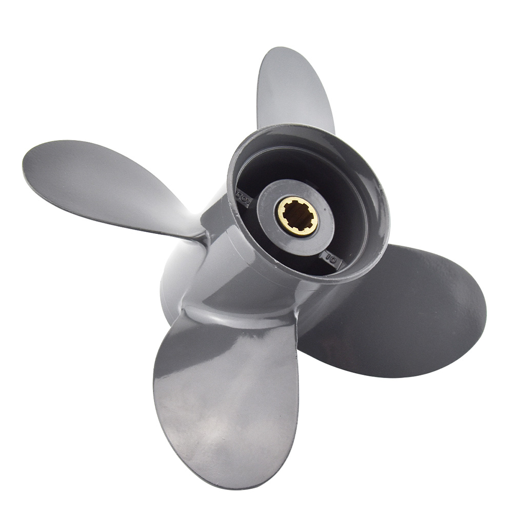 Outboard Propeller for Honda & Yamaha 8-20HP Engines - 9 1/4 x 10, 4-Blade Aluminum with 8 Spline