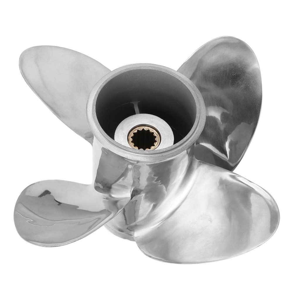 9.9x10 RH Stainless Steel Outboard Propeller for Johnson 15-35HP - 4-Blade, 14 Spline